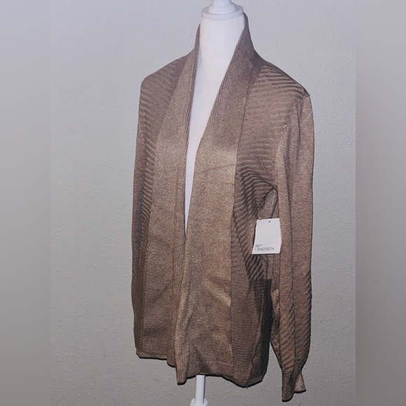NEW 89th Madison Open Front Tan Cardigan‎ Sweater Caramel Heather Sz Medium NWT - Picture 6 of 14
